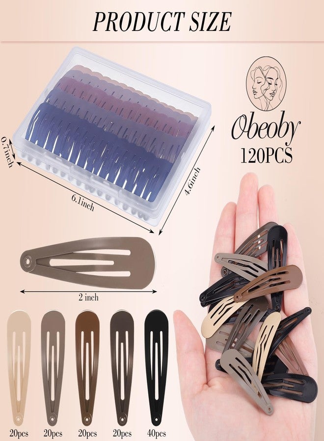 Obeoby 120 Pcs Metal Snap Hair Clips, 2 Inch Small Barrettes Hair Accessories for Women Girls Teens Kids Birthday Holiday Gifts (5 colors) - Image 2